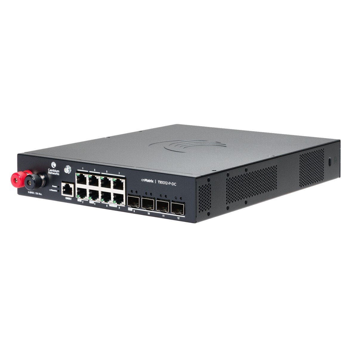 cnMatrix TX1012-P-DC, DC Powered Intelligent Ethernet PoE Switch, 8 x  1Gbps, and 4 SFP+, no pwr cord, USA Only